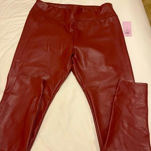 XL Burgundy Pleather Pants